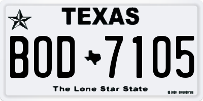 TX license plate BOD7105