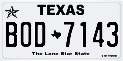 TX license plate BOD7143