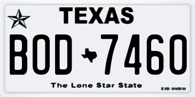 TX license plate BOD7460