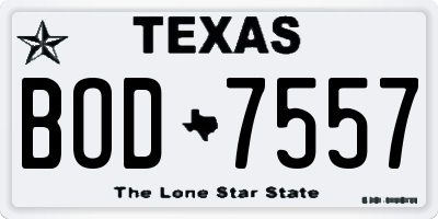 TX license plate BOD7557