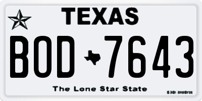 TX license plate BOD7643