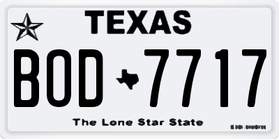 TX license plate BOD7717