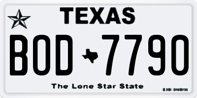 TX license plate BOD7790