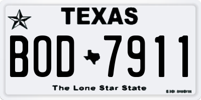 TX license plate BOD7911