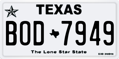 TX license plate BOD7949