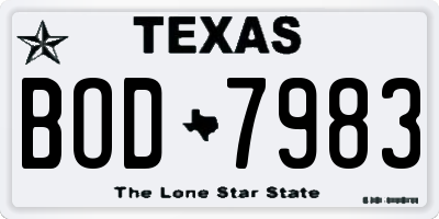 TX license plate BOD7983