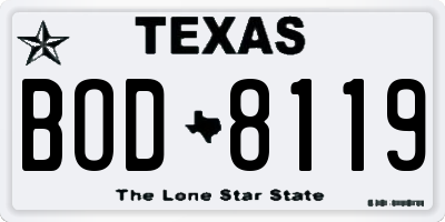 TX license plate BOD8119