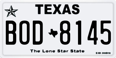 TX license plate BOD8145