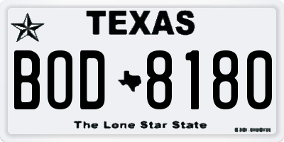 TX license plate BOD8180