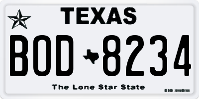 TX license plate BOD8234
