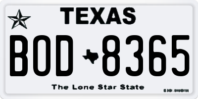 TX license plate BOD8365