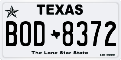 TX license plate BOD8372