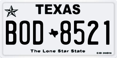 TX license plate BOD8521