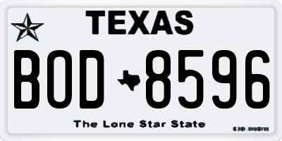 TX license plate BOD8596