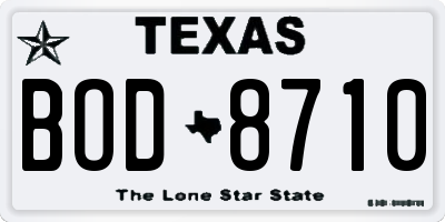 TX license plate BOD8710