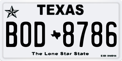 TX license plate BOD8786