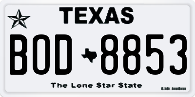TX license plate BOD8853