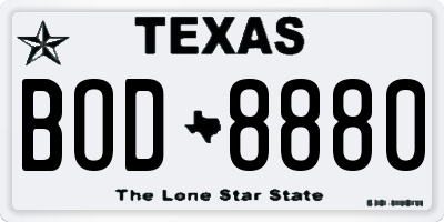 TX license plate BOD8880