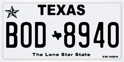 TX license plate BOD8940