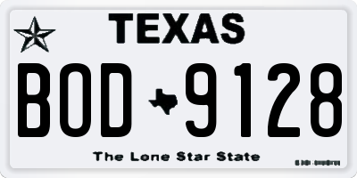 TX license plate BOD9128