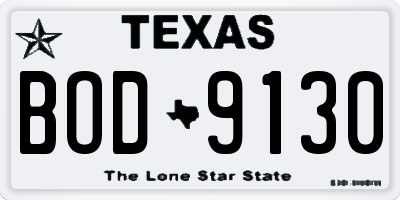 TX license plate BOD9130