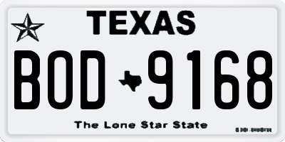 TX license plate BOD9168