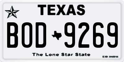 TX license plate BOD9269