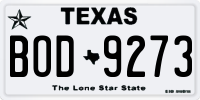 TX license plate BOD9273