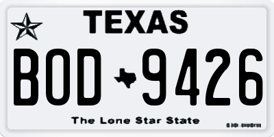 TX license plate BOD9426