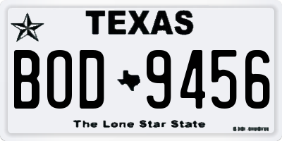 TX license plate BOD9456