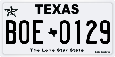 TX license plate BOE0129