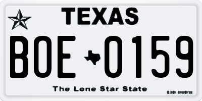 TX license plate BOE0159