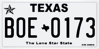 TX license plate BOE0173