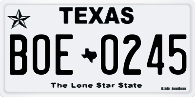TX license plate BOE0245