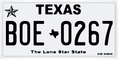 TX license plate BOE0267