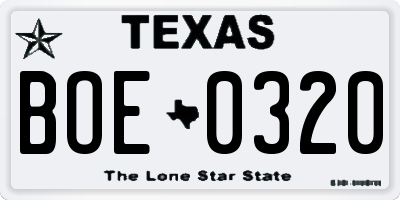 TX license plate BOE0320