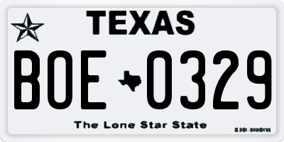 TX license plate BOE0329