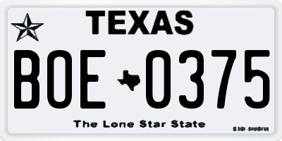 TX license plate BOE0375