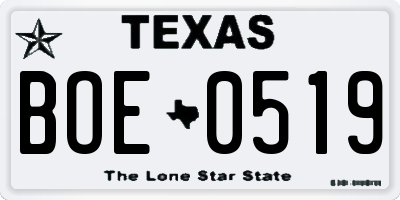 TX license plate BOE0519