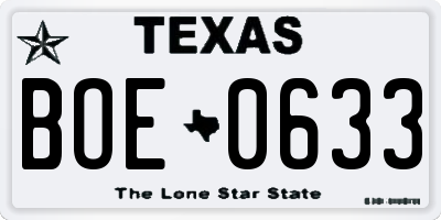 TX license plate BOE0633