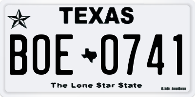 TX license plate BOE0741