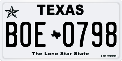 TX license plate BOE0798