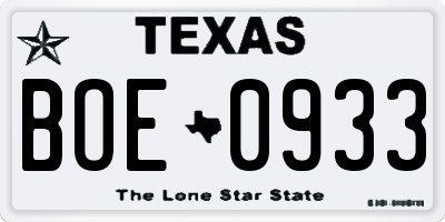 TX license plate BOE0933