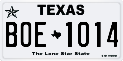 TX license plate BOE1014
