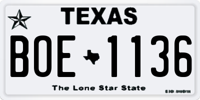 TX license plate BOE1136