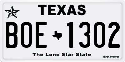 TX license plate BOE1302