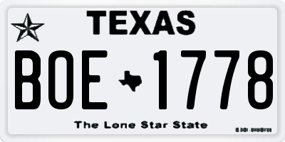 TX license plate BOE1778