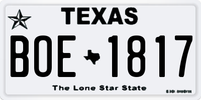 TX license plate BOE1817