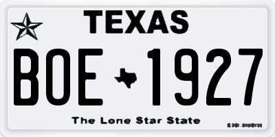 TX license plate BOE1927