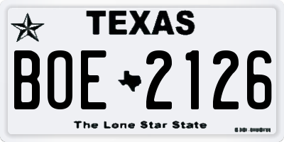 TX license plate BOE2126